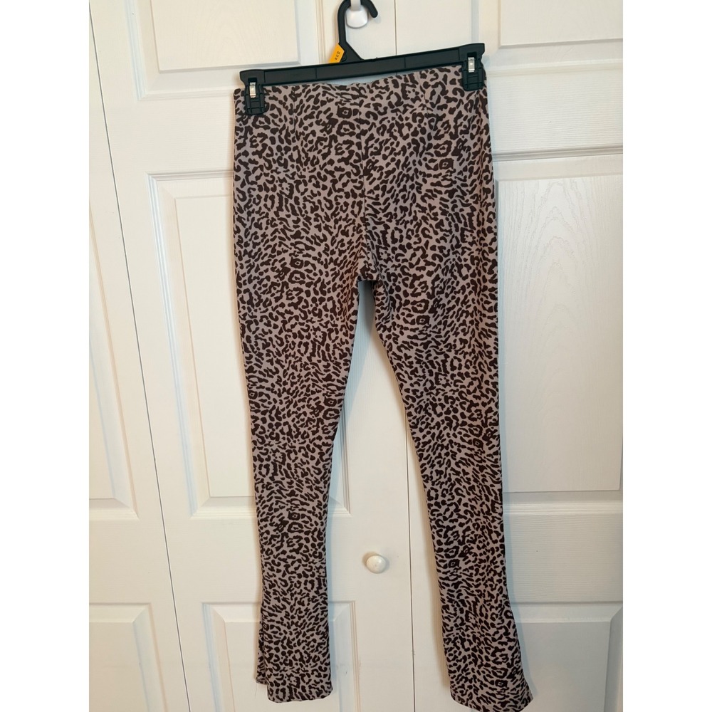Zara Womens XL Leopard Print Split Hem Leggings High Waisted Animal Print Pants